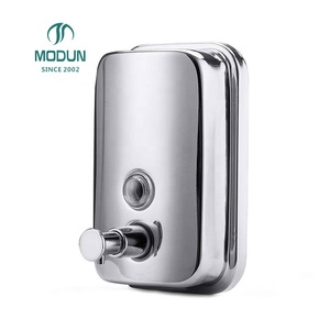 Distributore di disinfettante per le mani con supporto a parete dell'hotel, distributore manuale di sapone liquido in acciaio inox - Product Image 5