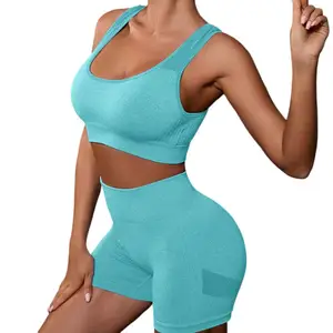 2024 Rückenüberzug-Trainingskleidung Damen Yoga Gym Fitness-Sets sportlich nahtlos hohe Taille gesäßunterstützung Sport-BH-Set