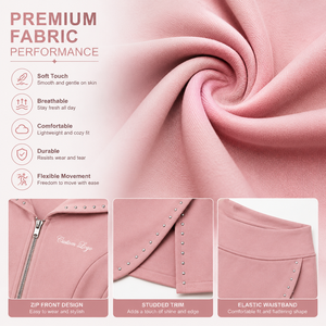 Conjunto <span class=keywords><strong>de</strong></span> Sudadera Corta Rosa con Hombros Descubiertos y Falda para Mujer, Chándal <span class=keywords><strong>de</strong></span> Gimnasio, Conjunto <span class=keywords><strong>de</strong></span> Dos Piezas <span class=keywords><strong>de</strong></span> Sudadera y Pantalones Cortos para Mujer, Venta al por Mayor a Granel - Product Image 3