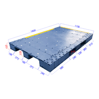 Palette en plastique personnalisée, durable et hygiénique, 1850x1150mm, à plateau fermé, 3 roulettes, pour entrepôt et transport en gros