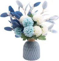 פרחים מלאכותיים עם אגרטל פו הידראנגאה פרח כחול הידראנגאה משי פרחי קישוט מסיבת חתונת בית תפאורה