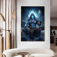 Shiva Parvati Ganesha toile peinture indien Art déco Style hindou dieu religieux affiche et mur impression photo