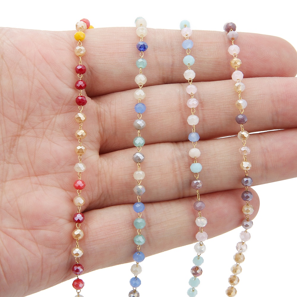 Colorful Glass Beads Chains DIY Jewelry Making Necklace Findings Bracelets Accessories Anklet Supplies