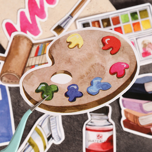 Custom Die Cut 168pieces Watercolor Self-adhesive <strong>Preppy</strong> Aesthetic Stationery <strong>Stickers</strong> for Scrapbook Decoration - Product Image 6