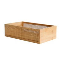 Rotin Bambou Maison Cuisine Bureau Table Bureau Organisateur Boîte De Rangement