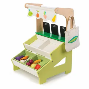 View larger image Share Pretend Play Kitchen Set Wooden Fruit And Vegetable Stand Toy Supermarket Display For Children