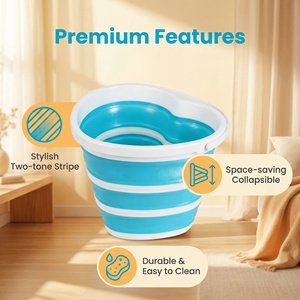 Seau à eau pliable en plastique en forme de cœur, 10L, multi-usages, portable, pour utilisation en extérieur - Product Image 3