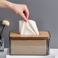 Boîte à mouchoirs élégante de style américain avec couvercle en bambou, support de rangement pour serviettes, fait main, portable, décoration pour la maison, le bureau, la salle de bain, TANGIBLE ZX2072