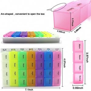Boîte à pilules hebdomadaire, organiseur de médicaments pour 7 jours, 28 compartiments - Product Image 2