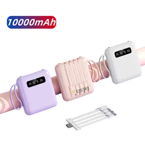 Wholesale Price With Inbuilt Cable Mini Power Bank 10000mah Portable Charger Custom Logo 10000mAh Power Bank