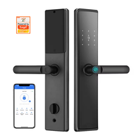 Serrure de porte intelligente sans clé à empreinte digitale TTLock moderne noir mat 6068 en gros avec carte mémoire et contrôle par application pour porte en aluminium