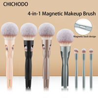 Kuas Makeup Rambut Sintetis Multi-Fungsi 4-In-1 untuk Concealer Wajah, Foundation, Eyeshadow & Lip Gloss