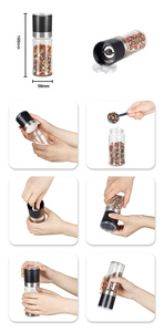 Phụ Kiện Nhà Bếp Kính Lớn Nắp Nhựa Và Cạnh Thép Không Gỉ Vòng Gia Vị Mài Muối Và Hạt Tiêu Máy Xay Gia Vị Nhà Máy - Product Image 2