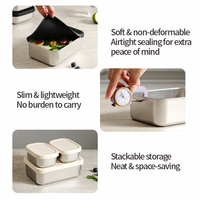 Boîte à lunch en acier inoxydable 304 anti-fuite avec couvercle en silicone, boîte bento haute capacité