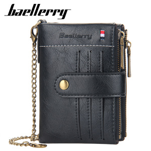 กระเป๋าสตางค์ผู้ชายแบบสั้น Baellerry หนัง PU พับสามตอน พร้อมสายโซ่ อเนกประสงค์สำหรับใช้ในชีวิตประจำวัน - Product Image 1