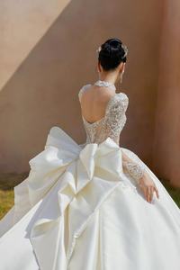 S0740F Abiti da Sposa 2025 per la Sposa <span class=keywords><strong>con</strong></span> Maniche, <span class=keywords><strong>Gonna</strong></span> <span class=keywords><strong>in</strong></span> Raso, Top <span class=keywords><strong>in</strong></span> Pizzo e <span class=keywords><strong>Tulle</strong></span>, Vestito da Sposa a Linea A per Donne - Product Image 2