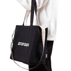 Bolsa de Mano de Lona Ecológica Reciclada con Estampado Personalizado de Alta Calidad, Bolsa de Hombro Resistente con Patrón de Letras - Product Image 2