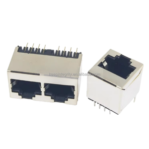 Enchufe <span class=keywords><strong>de</strong></span> <span class=keywords><strong>red</strong></span> <span class=keywords><strong>de</strong></span> inserción directa vertical <span class=keywords><strong>RJ45</strong></span> 5224 1*2 carcasa <span class=keywords><strong>de</strong></span> cobre completa 8P8C Puerto simple/<span class=keywords><strong>doble</strong></span> - Product Image 1