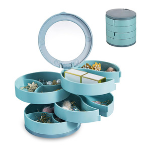 Boîte à bijoux rotative multicouche anti-poussière pour boucles d'oreilles et colliers, en PP micro-ondable, pour la maison - Product Image 1