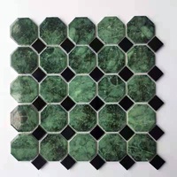 DS Nouvelle conception, carreaux de mosaïque en céramique de style marbre vert hexagonal et carré mélangé pour mur de cuisine
