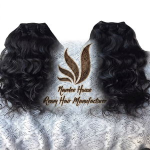 แฮร์พีชแบบคลิปหนีบ ยี่ห้อ Nandee House Remy ผลิตจากผมแท้ของคนอินเดีย ปลายผมเต็มเส้น แบบ Double Weft น้ำหนัก 100 กรัม ผมดิบสีดำแบบลอน - Product Image 1