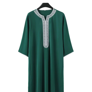 Hombres musulmanes Thawb tradicional Thobe vestido de algodón ropa islámica personalizada a medida OEM suministro de fábrica - Product Image 1