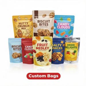 Colorful Custom Printing Reusable Food Packaging Bags Plastic PE Zipper Gummy Packaging Bag Candy Cookies Nuts Sealed Bags