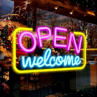 Enseigne néon LED ouverte multi-tailles et couleurs, enseigne lumineuse de bienvenue pour entreprise, décoration murale néon flexible pour café, bar, vitrine de magasin