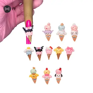 Sanrios卡通动物冰淇淋蛋筒手工Diy树脂配件手机壳发夹水杯材质指甲护身符