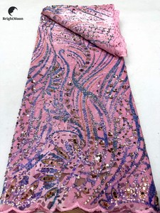 Velvet Sequin <strong>Lace</strong> <strong>Fabric</strong> <strong>Heavy</strong> Beads Sequins Luxury Bridal <strong>Lace</strong> <strong>Fabric</strong> for Dress - Product Image 4