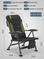 Nouvelle Chaise de Pêche Pliante 2026 Ergonomique à Dossier Haut avec Pieds Télescopiques Anti-Affondissement pour Camping et Extérieur