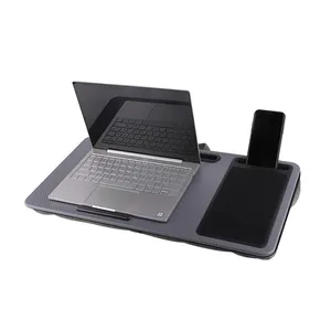 Factory wholesale Portable wooden Lapgear Laptop Desk with pillow cushion built-in phone tablet holder mouse pad for home office