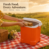 Glacière portable carrée en PE de 15 L, orange vif, de haute qualité, pour camping et pêche – Vente en gros
