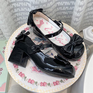 Chaussures de mariée Mary Jane françaises pour femmes, collection automne-été 2026, à talon carré, respirantes, à brides croisées, en cuir véritable - Product Image 2