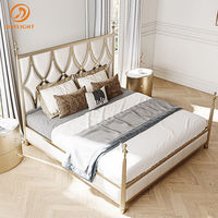 Custom Designer European Style Moderne Betten Holzrahmen Komfort Set Grau Samt Möbel für Erwachsene