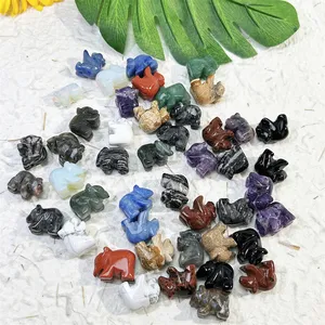 Wholesale Natural Crystal Carving Crafts Animal Product Polished White Jade Mixed Mini Bear For Gift Children
