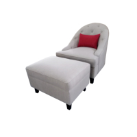Ensemble de fauteuils d'appoint classiques pour salon et chambre à coucher, avec dossier haut et revêtement, et ottoman assorti