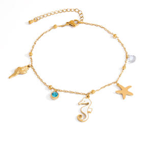 Tobillera de Acero Inoxidable con Dijes de Caballito de Mar, Estrella de Mar y Concha, Adorno para el Pie Estilo Playa y Océano para Mujer - Product Image 5