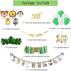 Jungle 1st Bday Party Balloon Set Fournitures Wild One Birthday Décoration <span class=keywords><strong>Safari</strong></span> Baby First Bday Decor - Product Image 2