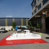 Kolam Renang Tiup Anak Balita Putih, Arena Bermain Air, Rintangan, Rumah Loncat dengan Seluncuran, Taman Air untuk Anak-Anak