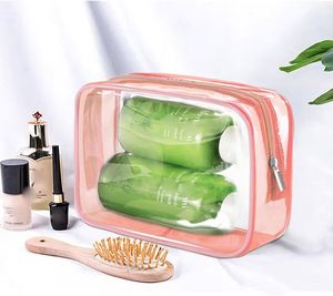 Travel <b>Toiletry</b> <b>Storage</b> Organizer Tsa Transport Approved Transparent Zipper Color Makeup Cosmetic Bag - Product Image 5