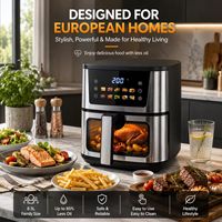 Friteuse à air intelligente 8,5 L pour usage domestique, 2400 W, 4 éléments chauffants, 25 % plus rapide, certifiée ROHS LFGB CE, avec fenêtre de visualisation