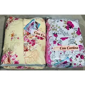 Juego de edredón Con Cortina tamaño King de 5 piezas con diseño floral, con cortina, ropa de cama para el hogar, estilo clásico, microfibra de poliéster - Product Image 3