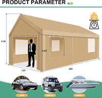 Abri de voiture 12x20 pieds, garage portable robuste 2.0 avec structure thermolaquée (mieux que galvanisé), abri imperméable pour voiture