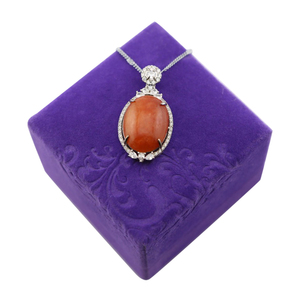 จี้แฟชั่นรูปไข่หยกสีแดงธรรมชาติเกรดหนึ่งพร้อมจี้แฟชั่น - Product Image 2