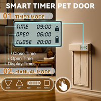 Porte automatique pour chien chat utilisation en extérieur écran LCD système à 3 volets minuterie/modes manuels sécurité durable blanc style moderne aluminium