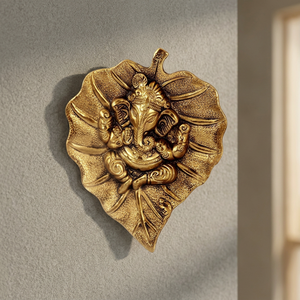 Luxury Metal Patta Ganesh Wall Hanging Traditional Art Decor for Home Leaf-Shaped <b>Framed</b> Macrame for Hallways Living for Diwali - Product Image 6