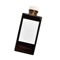 Diffuseur de parfum en verre ambré carré de luxe avec bouchon en liège et impression sérigraphique, capacité de 100 ml, pour l'aromathérapie à domicile