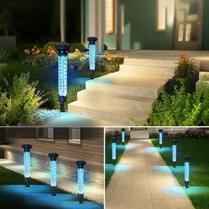 Solar Outdoor Lawn Lamp With Thermometer Warm <b>Light</b> Garden Ground <b>Plug</b> Lamp Waterproof For Yard Patio Decor - Product Image 2