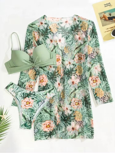Trois pièces Bikini ensemble <span class=keywords><strong>plage</strong></span> jupe tuniques pour <span class=keywords><strong>plage</strong></span> couvrir maillot de bain femmes à volants Biquini maillot de bain été vêtements de <span class=keywords><strong>plage</strong></span> - Product Image 6